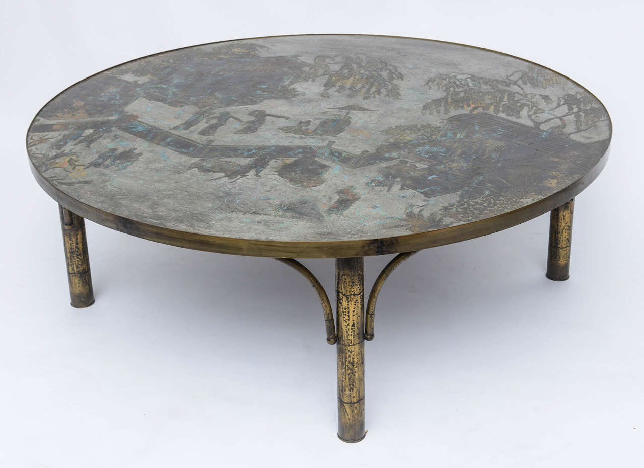 Patinated Philip and Kelvin LaVerne Chan Coffee Table