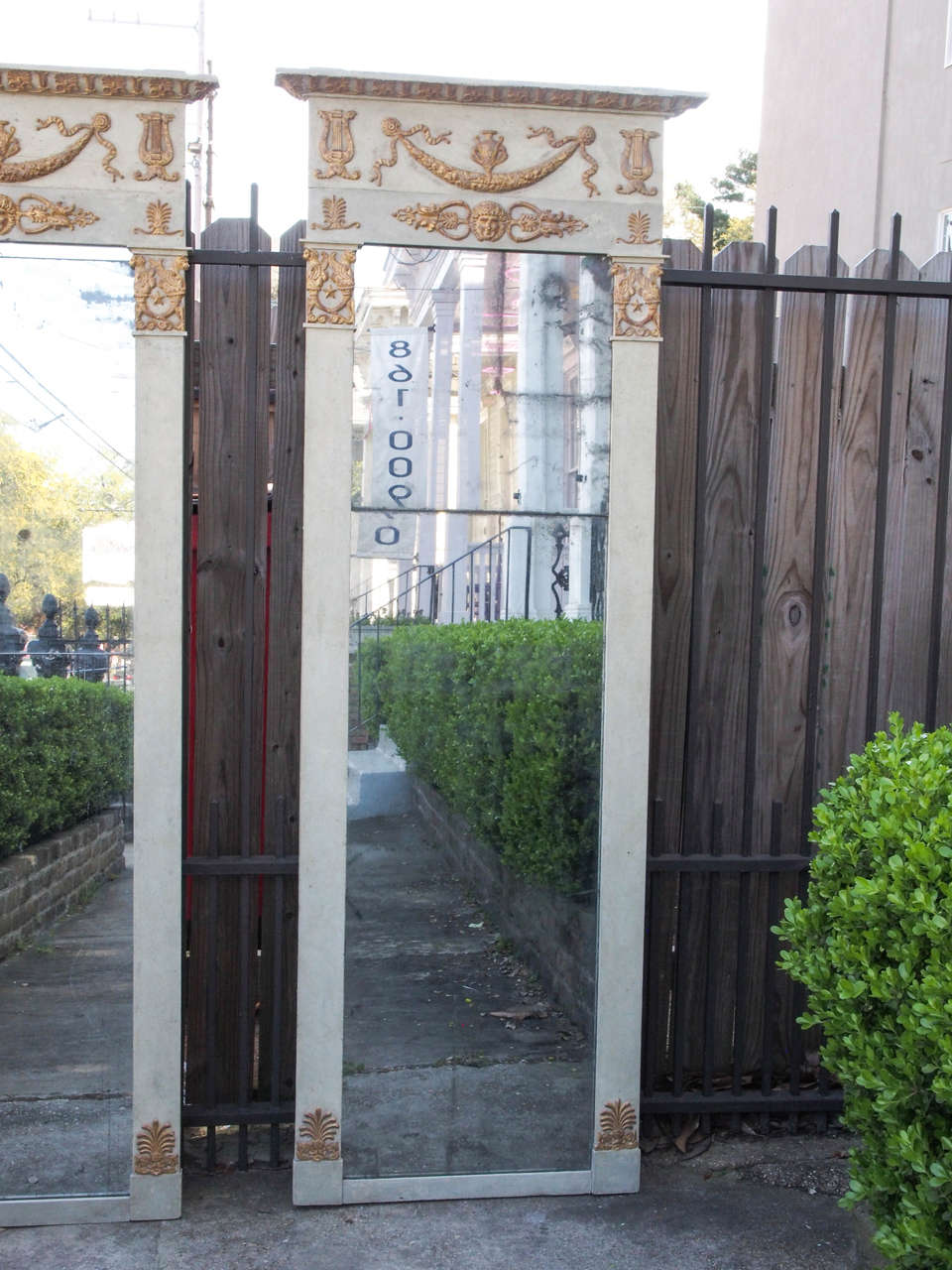 One  Period French Empire Painted and Parcel Gilt Mirrors In Good Condition For Sale In Natchez, MS