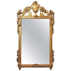 French Louis XVI Parcel-Gilt and Painted Mirror