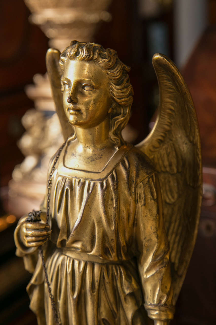 Pair of Antique Gilt Bronze Angels 1