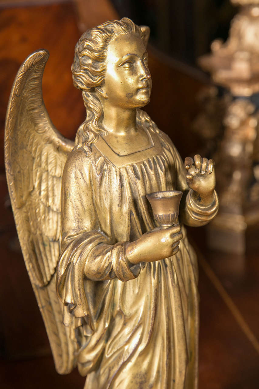 Pair of Antique Gilt Bronze Angels 2