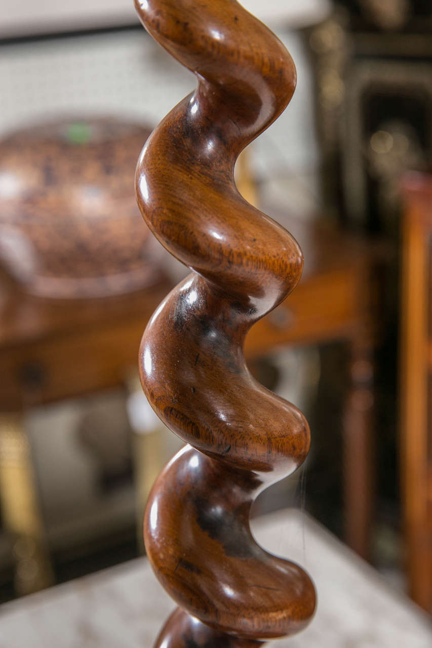 19th Century Antique Barley Twist Standing Candlestick For Sale