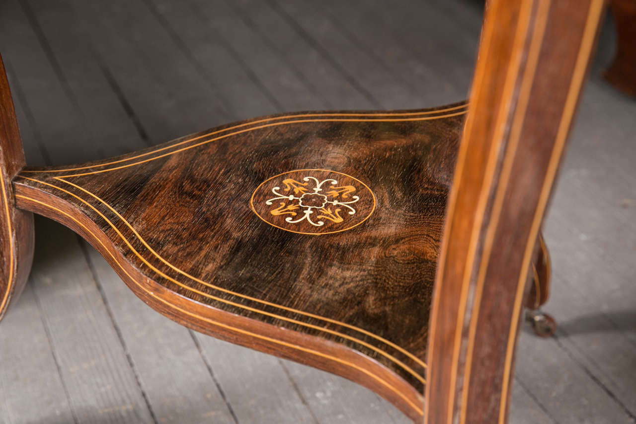 Unusual Pair of Three-Sided Inlaid Occassional Tables 2