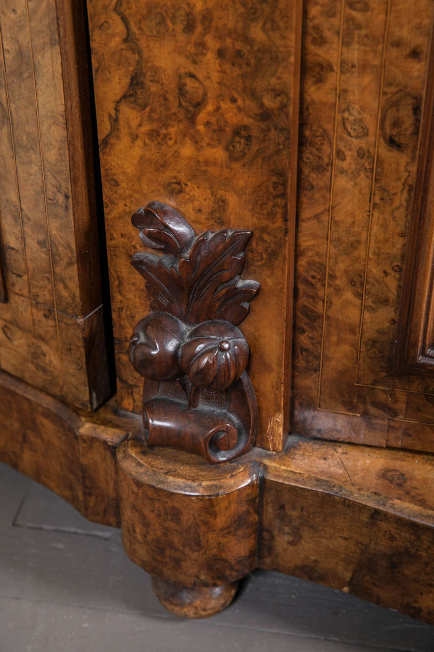 19th Century Marble-Top and Burl Walnut Renaissance Revival Credenza For Sale