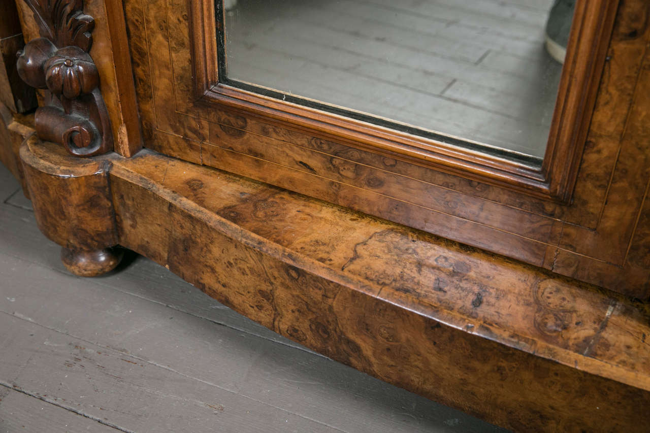 Marble-Top and Burl Walnut Renaissance Revival Credenza For Sale 3