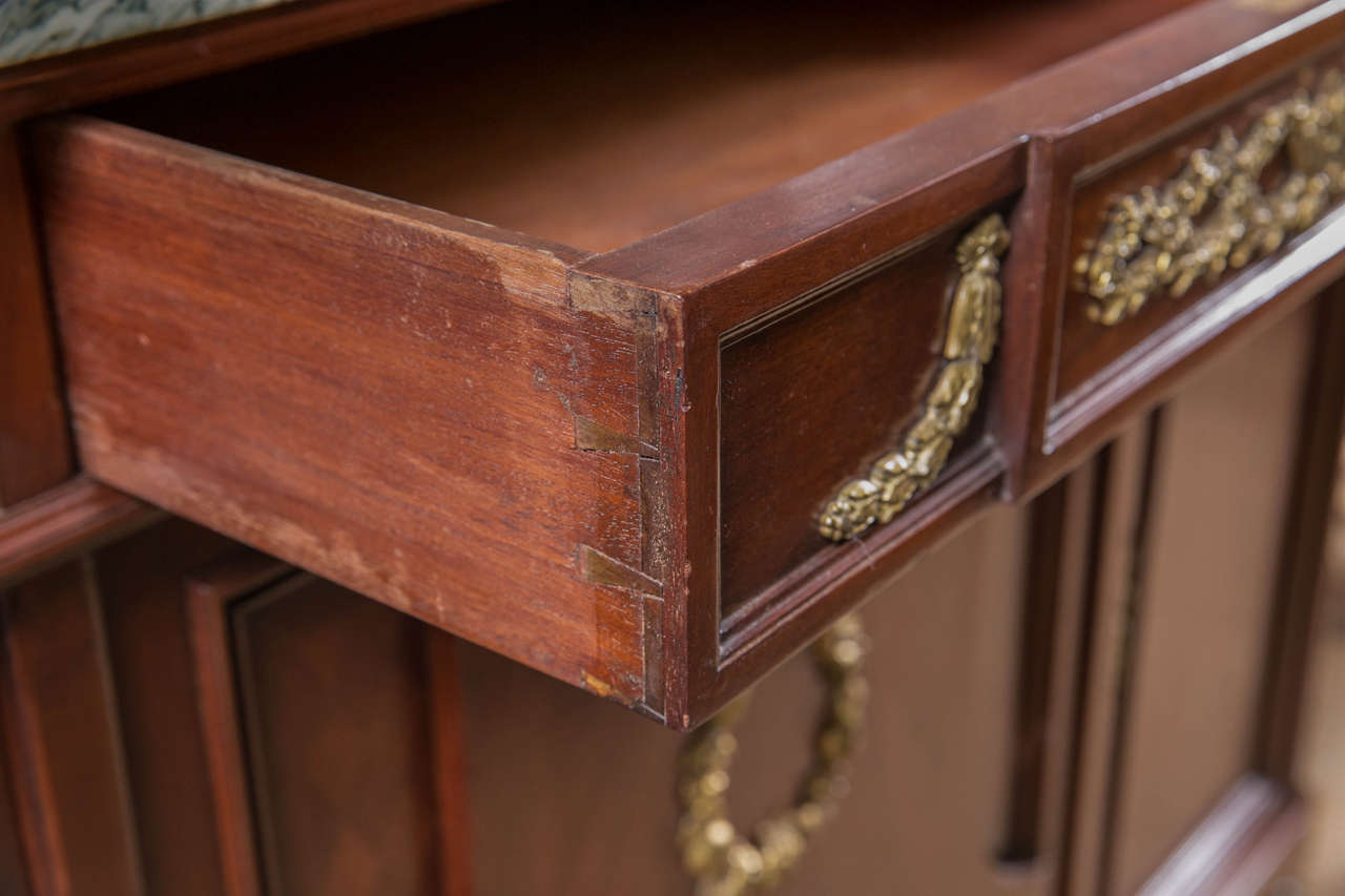 Mahogany Louis XVI Style Marble Topped Server or Sideboard For Sale