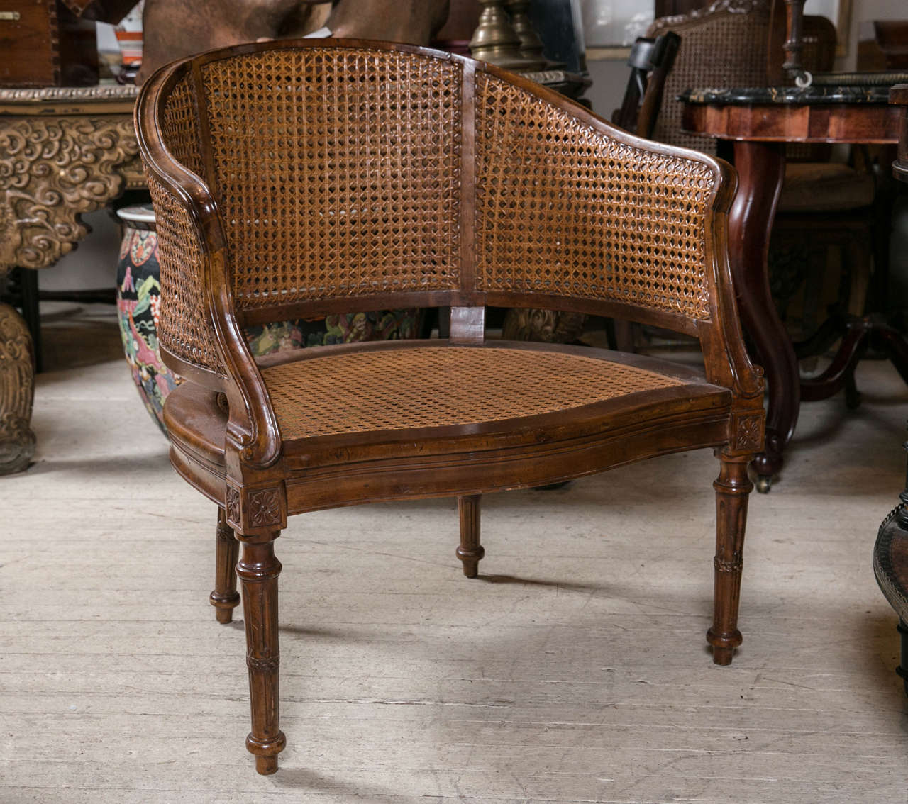 French Antique Louis XVI Caned Desk Chair