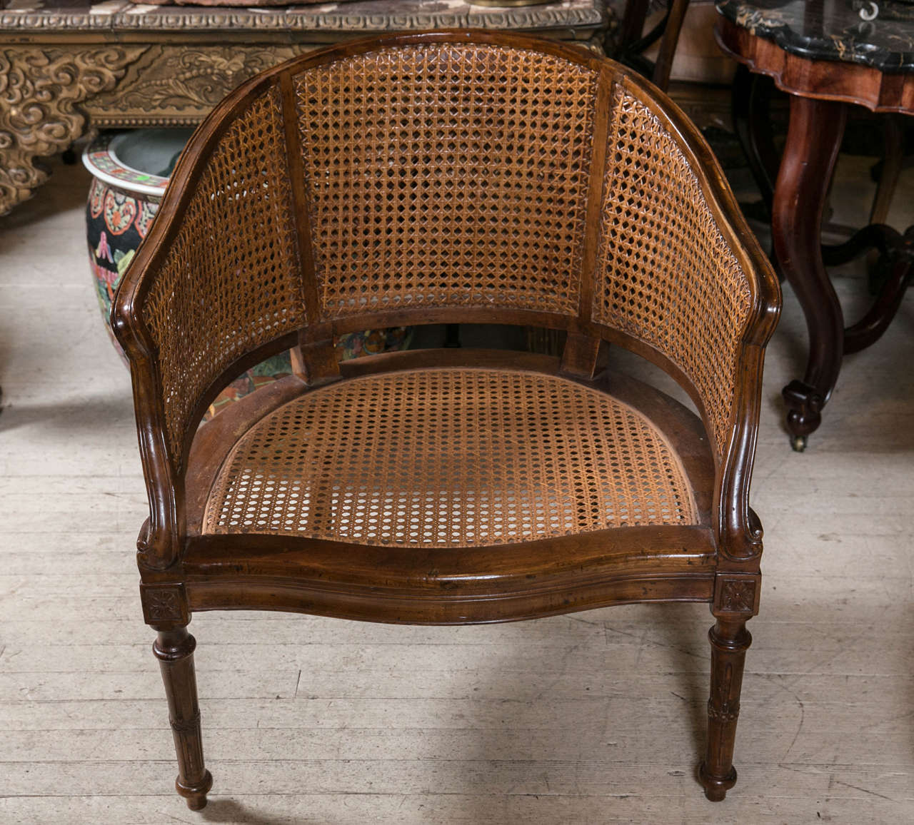 Caning Antique Louis XVI Caned Desk Chair