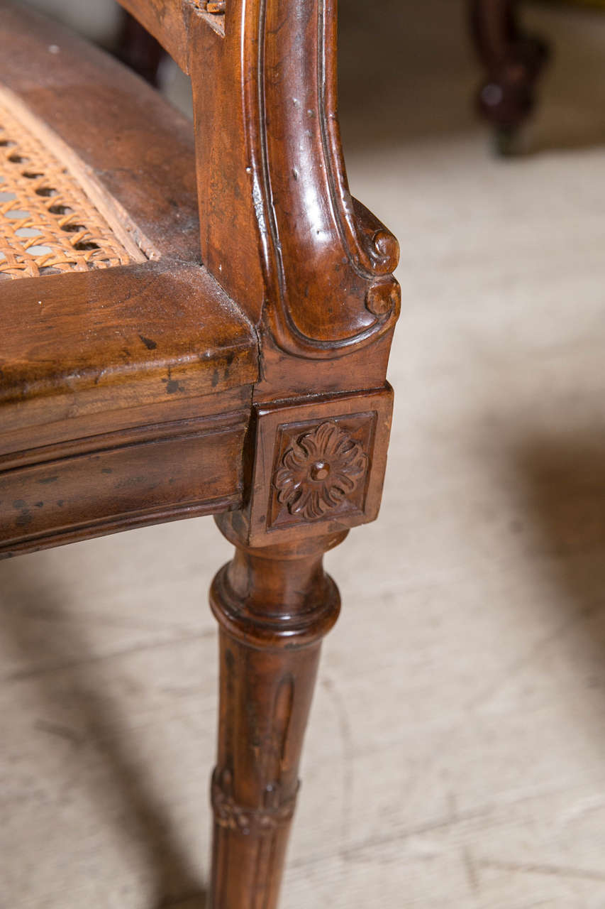 Antique Louis XVI Caned Desk Chair In Excellent Condition In Woodbury, CT