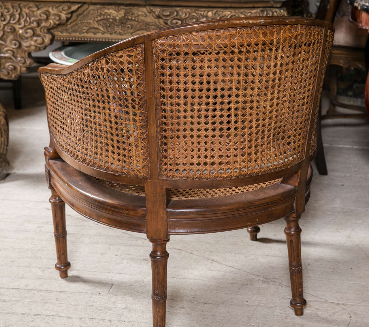 Antique Louis XVI Caned Desk Chair 2