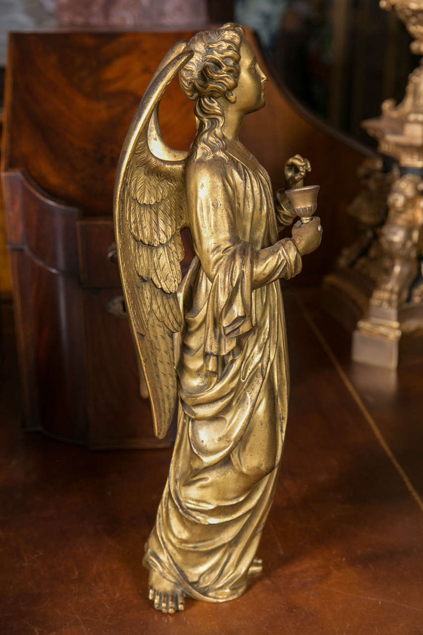 Pair of Antique Gilt Bronze Angels at 1stDibs
