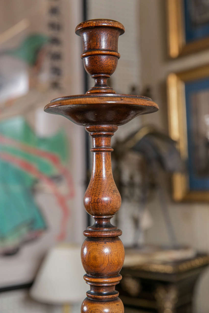Antique Barley Twist Standing Candlestick For Sale at 1stDibs
