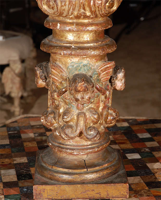 Gilt Carved and Gilded Wood Column For Sale