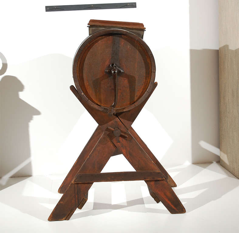 American Fantastic & Early 19thc Handmade Butter Churn On Stand