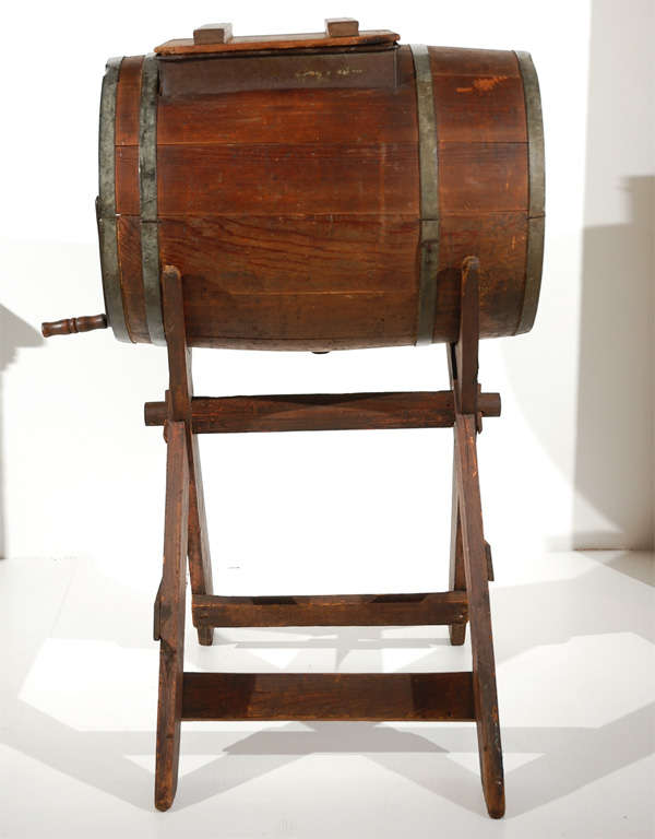 Fantastic & Early 19thc Handmade Butter Churn On Stand 1