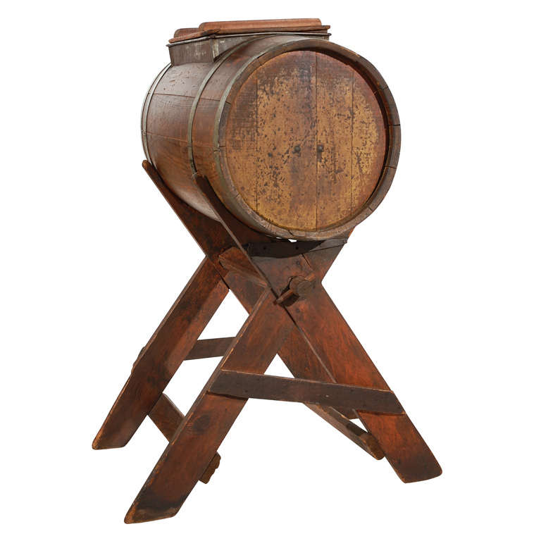 Fantastic & Early 19thc Handmade Butter Churn On Stand
