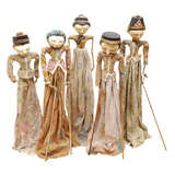 Group of Old Handmade Thai Puppets