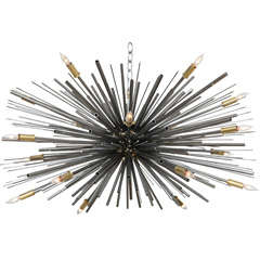 Custom Supernova Chandelier in Natural Steel by Lou Blass, with 18 Lights
