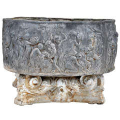 French Zinc Planter on Concrete Corinthian Capitol