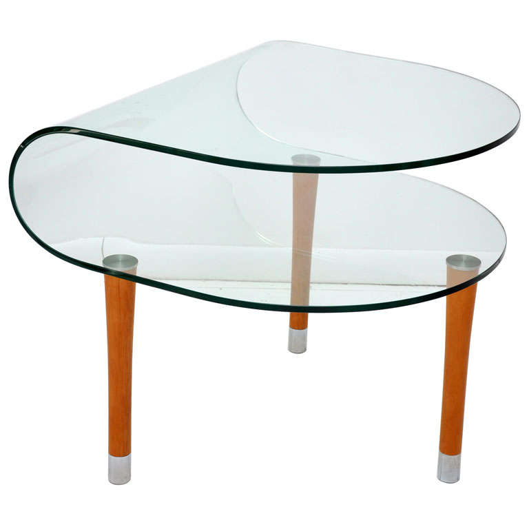 MidCentury Curved Glass Table at 1stDibs