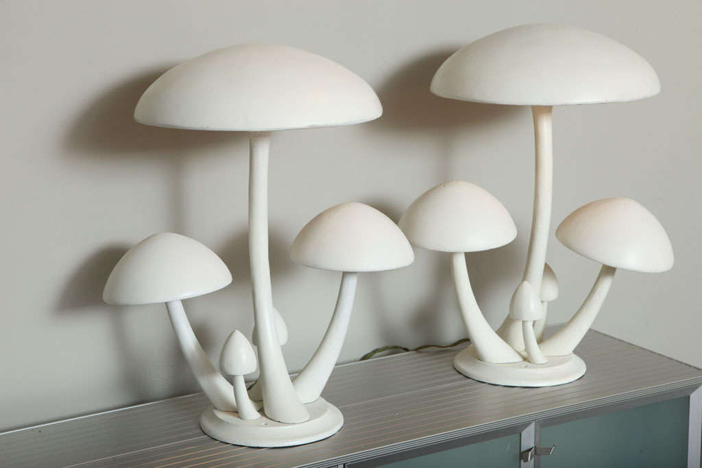 American Pair Cast Aluminum Mushroom Table Lamps