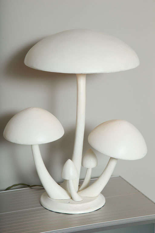 Pair Cast Aluminum Mushroom Table Lamps 2