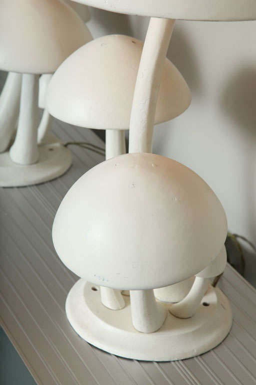 Pair Cast Aluminum Mushroom Table Lamps 4