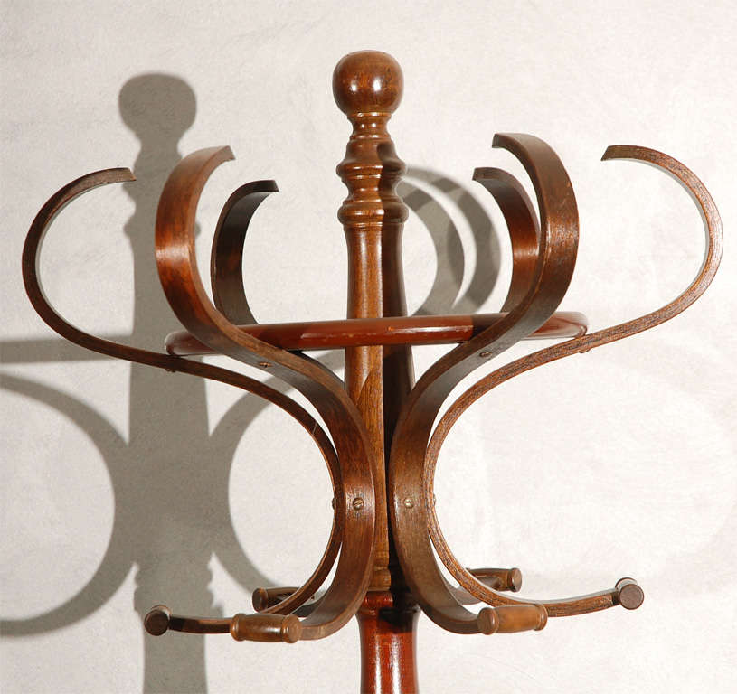 A well made bentwood, hat and coat stand with turned wood elements. This useful stand will serve you well and look good at the same time. Jefferson West antiques offer a large selection of antique furniture, lighting, mirrors, decorative accessories