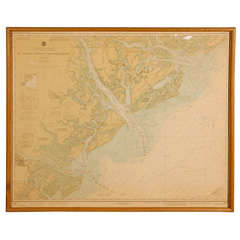 Vintage Oversize Coastal Map St Helena & Hilton Head to Savannah