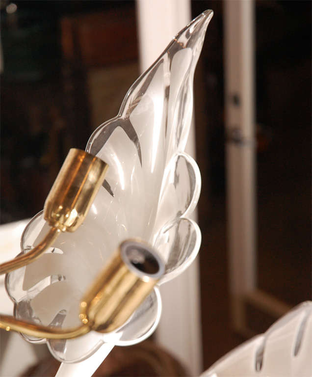 1960's Murano Glass & Brass Six Light Chandelier For Sale 3