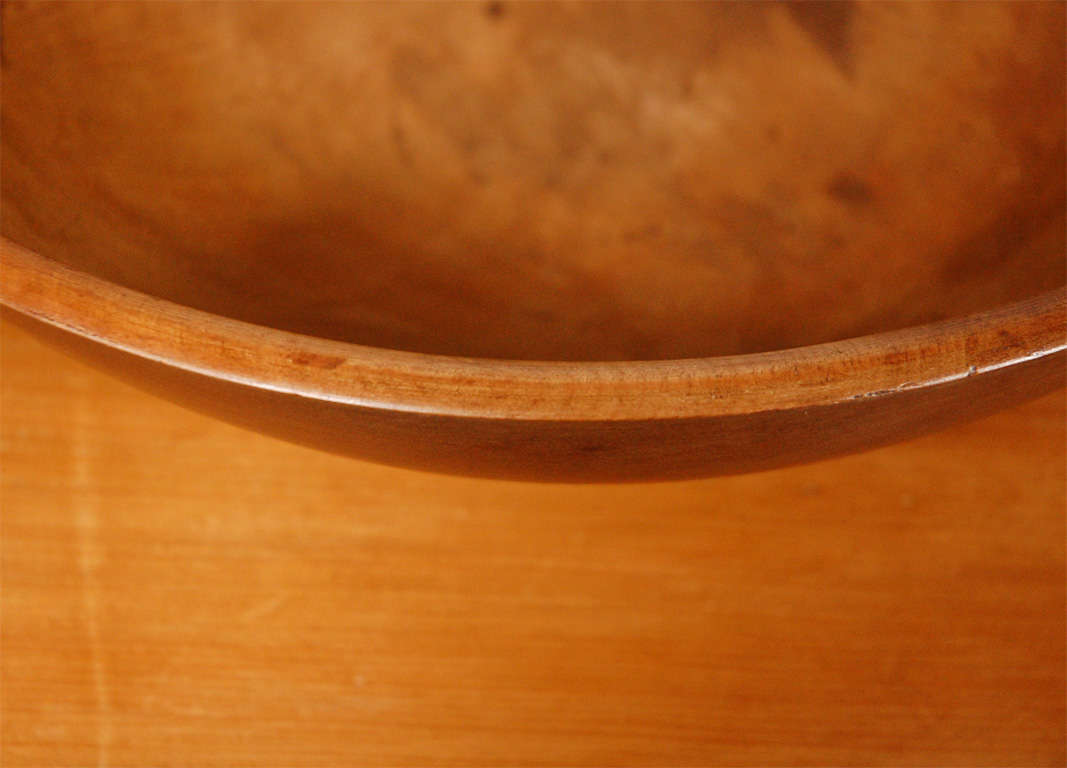 American Large Antique Turned Wood Bowl