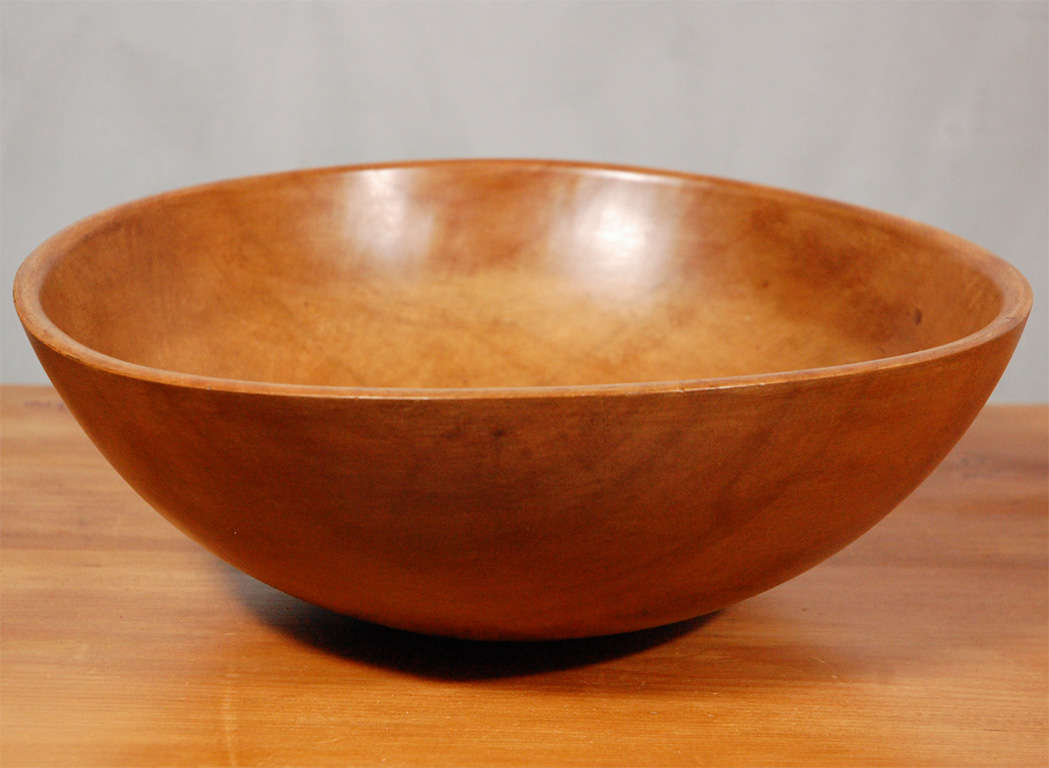 19th Century Large Antique Turned Wood Bowl