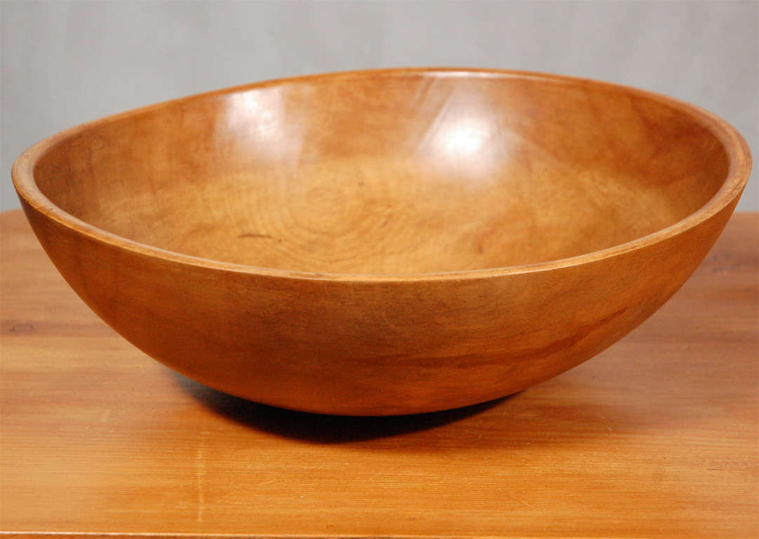 Large Antique Turned Wood Bowl 1