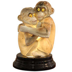 Antique Lamp "Monkeys" in porcelain