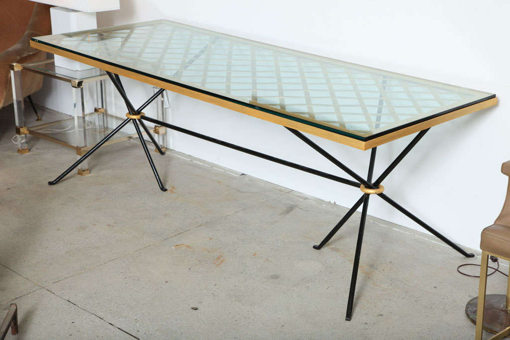 Mid-20th Century Exceptional Black and Gilt Iron Table in the manner of Royere