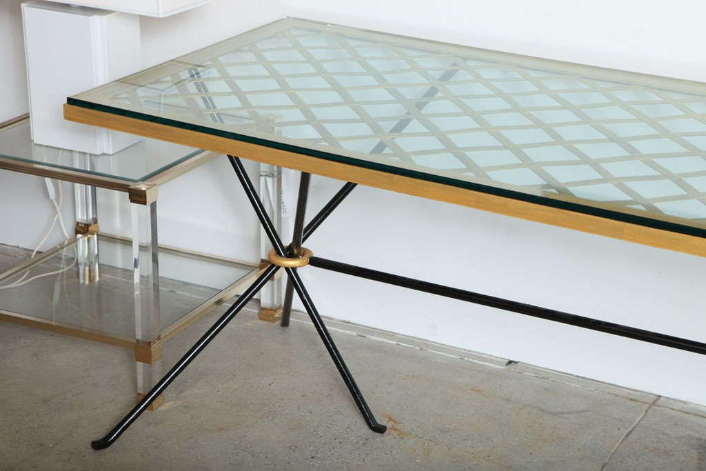 Exceptional Black and Gilt Iron Table in the manner of Royere 3