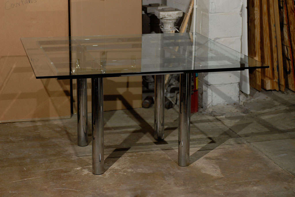 Mid-Century contemporary metal dining table, attributed to Tobia Scarpa, Italian by Gavina.
 