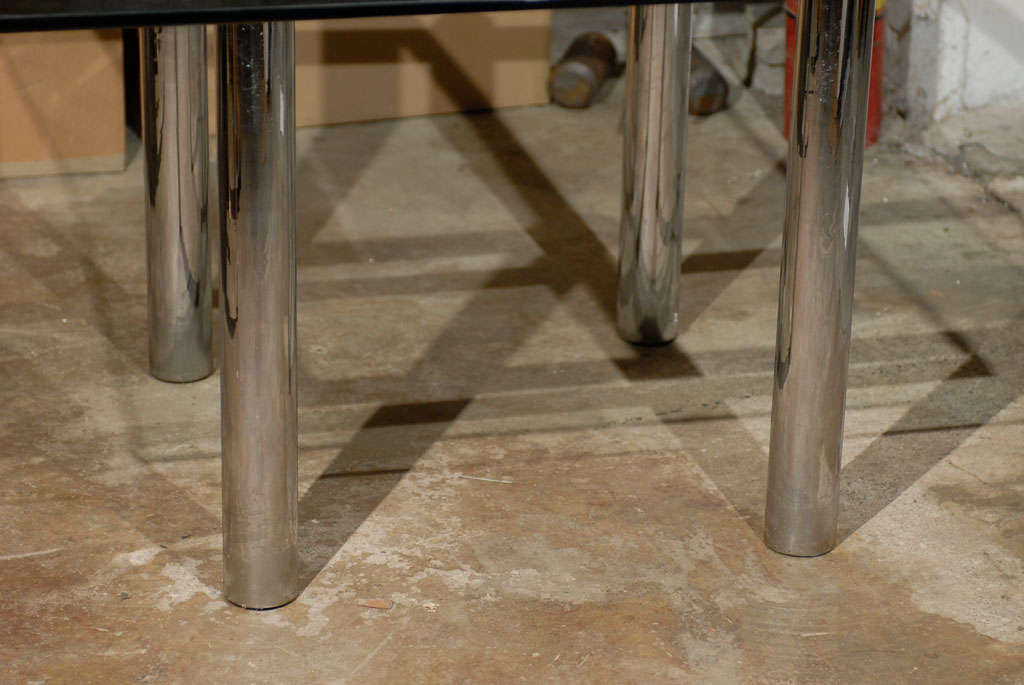 Chrome Mid-Century Contemporary Metal Dining Table, Attributed to Tobia Scarpa