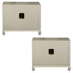 Pair Of Mid C White Baker Cabinets