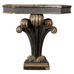 Mid C Black And Giltwood Pedestal Console