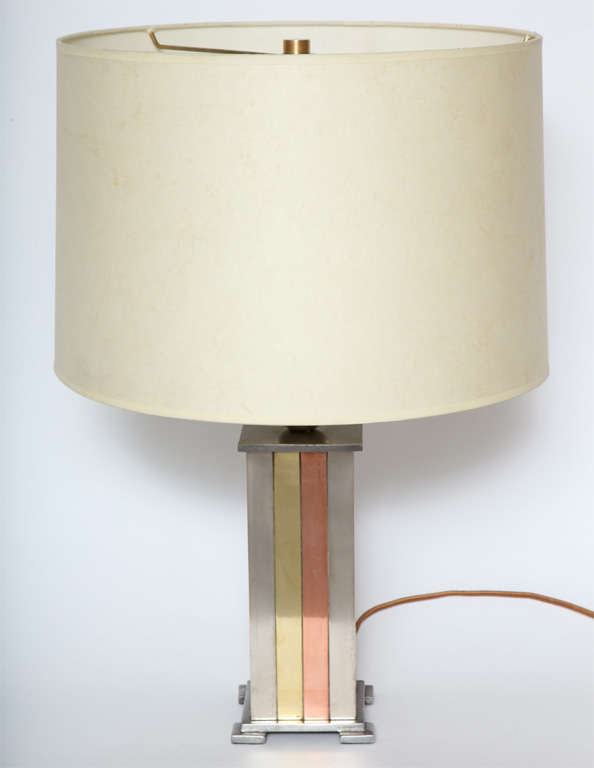 A 1930s American Modernist Art Deco mixed metal table lamp
New sockets and rewired
Shade not included
