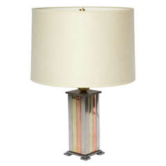 1930s American Modernist Art Deco Mixed Metal Table Lamp 9