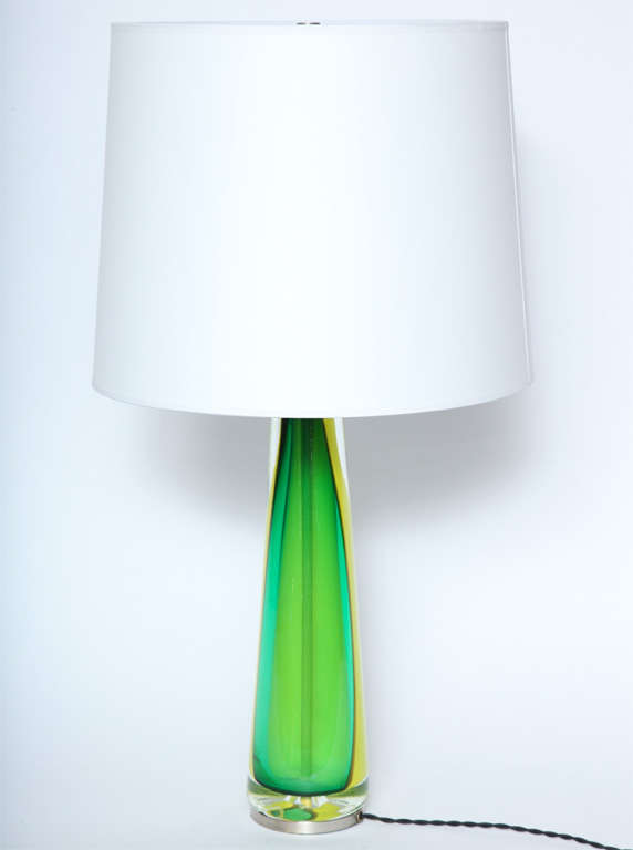 Italian Seguso Table Lamps Pair Mid Century Modern Murano Art Glass Italy 1960's For Sale