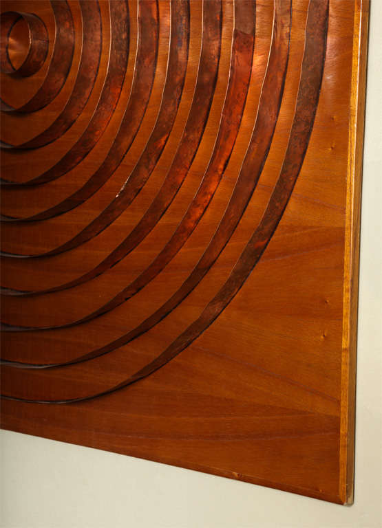 1960s Abstract Wall Sculpture Crafted of Wood and Copper 1