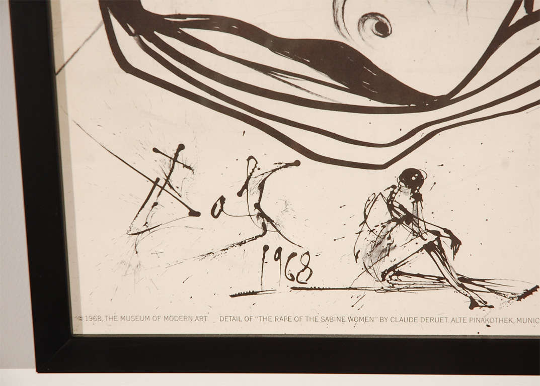 Brutalist Signed Salvador Dali Poster, 