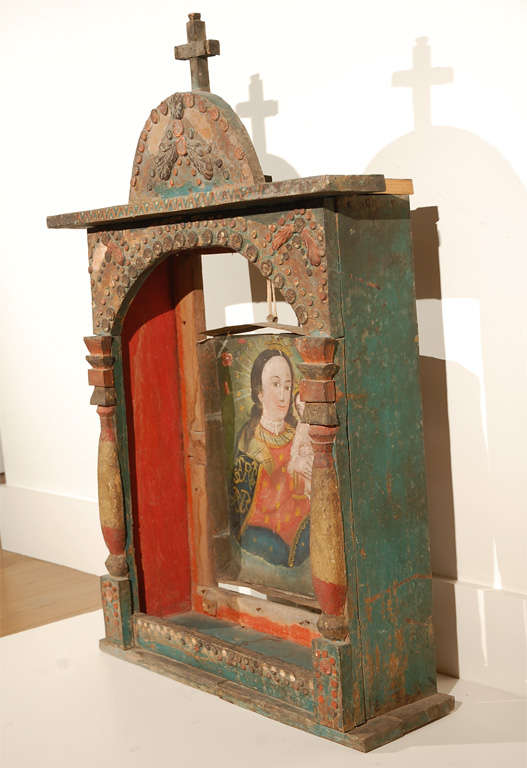 Mexican Spanish Colonial Altar Frame with Suspended Retablo