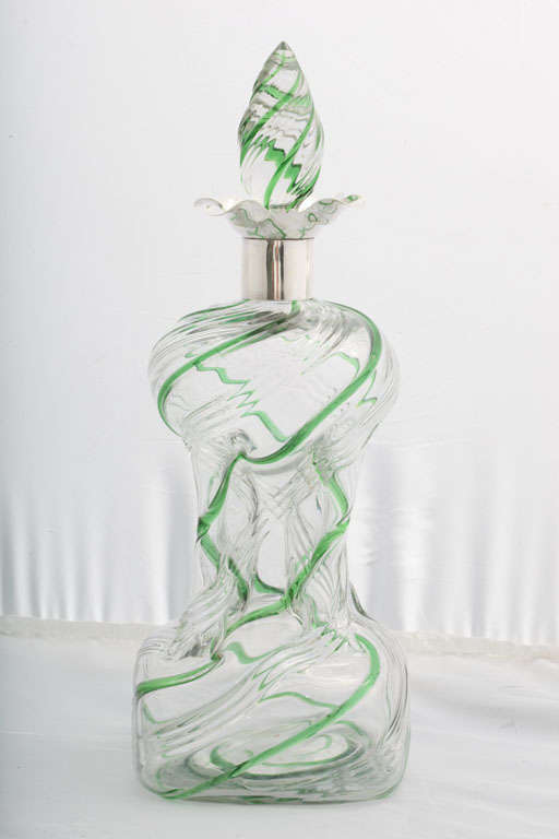 Unusual Sterling Silver-Mounted "Pinch" Decanter