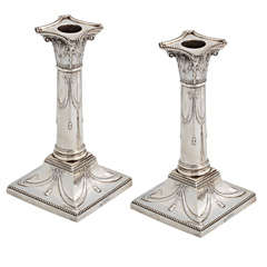 Sterling Silver Column-Form Candlesticks