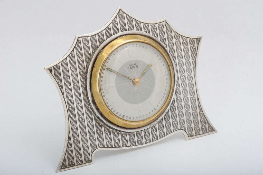 English Art DecoSterling Silver Table Clock