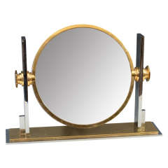 Mid Century Karl Springer Chrome and Brass Vanity Mirror
